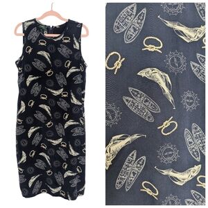 Lauren Ralph Lauren Silk Navy Nautical Sheath Dress Size 8